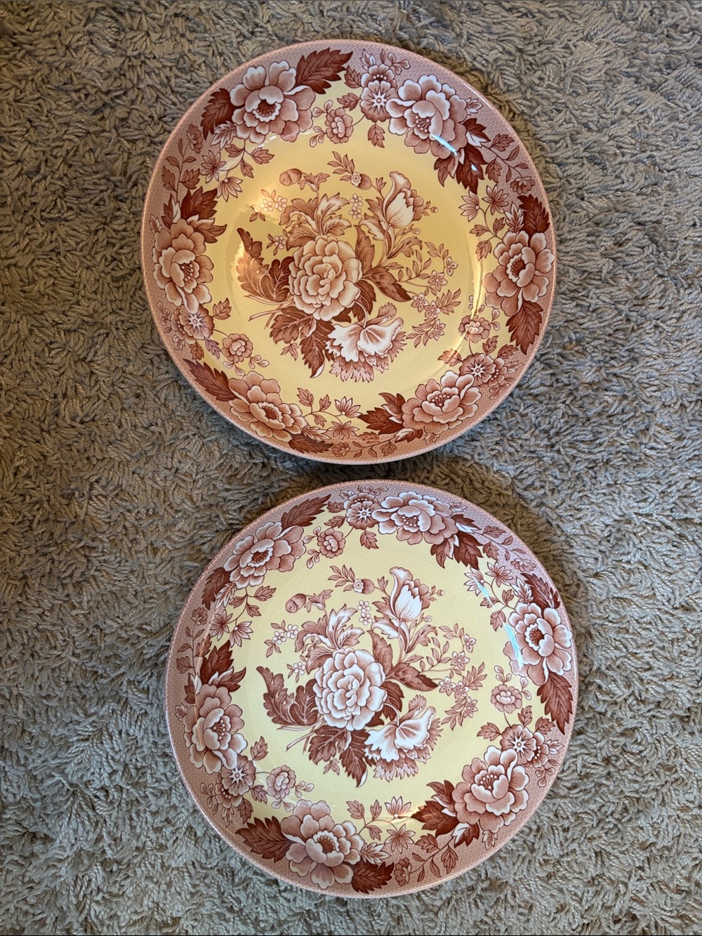 2 Spode Archive Collection British Flowers poppy 8 1/2” soup bowl pink & yellow